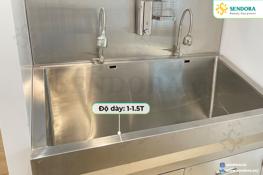 Độ dày của Bồn rửa tay tiệt trùng inox 2 vòi