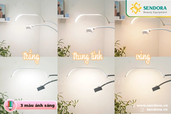 Các màu ánh sáng của đèn phun xăm cao cấp bán nguyệt Glamcor Horizon