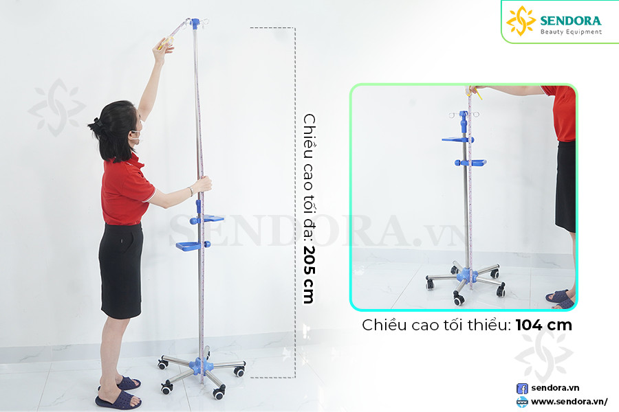 Chiều cao tối da và tối thiểu của cây truyền dịch