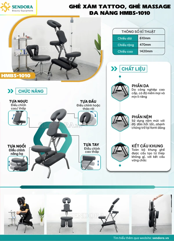 Catalog ghế phun xăm tattoo, ghế massage trị liệu