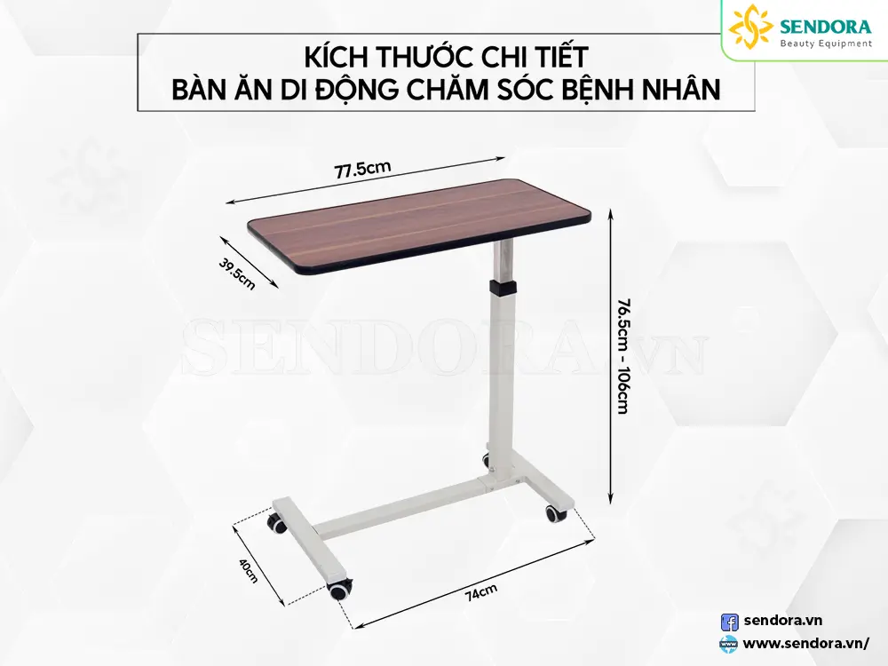 Bàn ăn di dộng tại giường, bàn y tế chăm sóc bệnh nhân