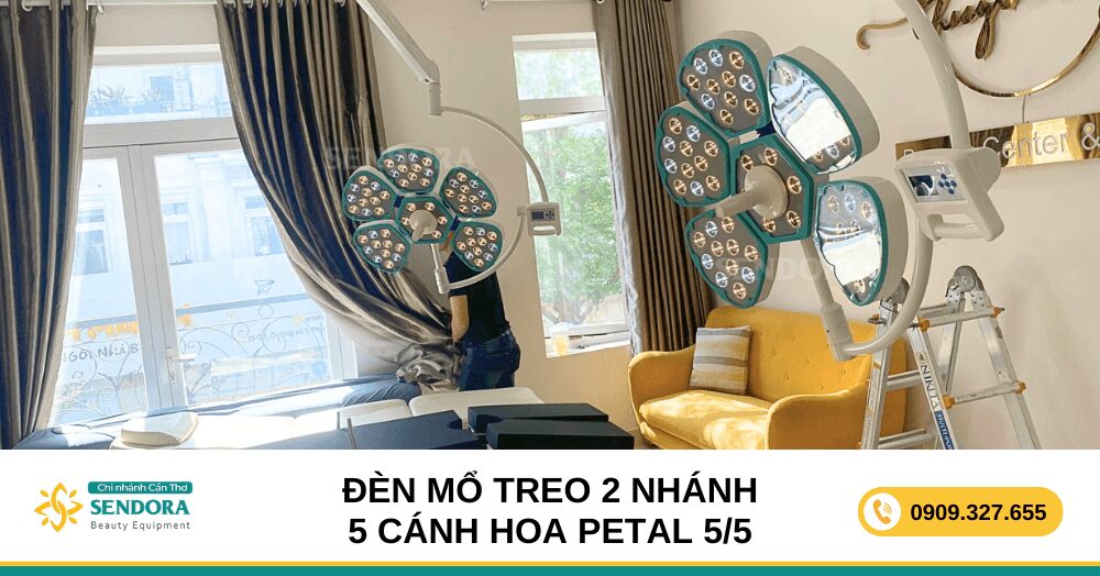Các Loại Đèn Phẫu Thuật Thường Dùng Trong Bệnh Viện, Thẩm Mỹ Viện 38 Đèn mổ treo trần 2 nhánh 5 cánh hoa PETAL 5/5