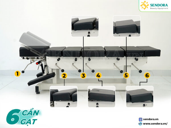 Giường vật lý trị liệu nắn chỉnh cột sống Chiropractic 6 cần gạt - Chỉnh cơ HERAB-2030 20 Các cần gạt chức năng tích hợp phù hợp cho từng vị trí trị liệu