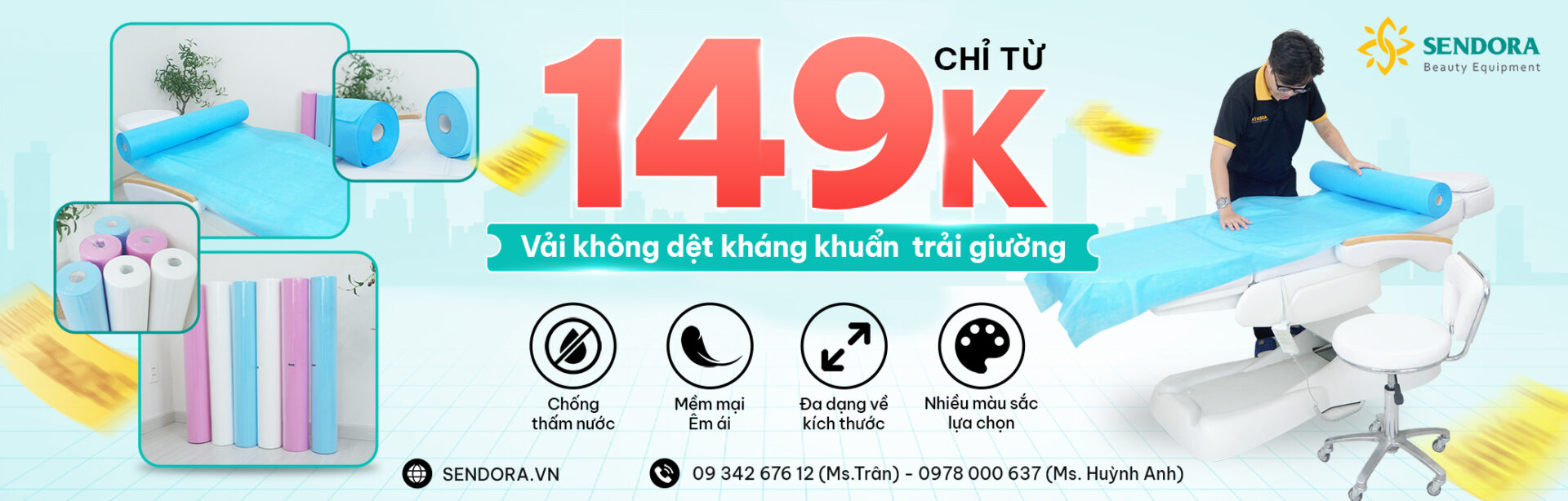 Chớp ngay DEAL HOT - Vải trải giường không dệt chỉ 149k 3 Vải trải giường không dệt cho spa
