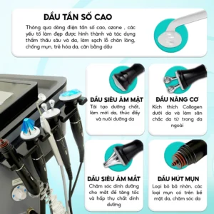 Máy chăm sóc da 10in1 Skin Management 4 5 đầu điều trị bên trái của Máy chăm sóc da AquaSkin 10in1