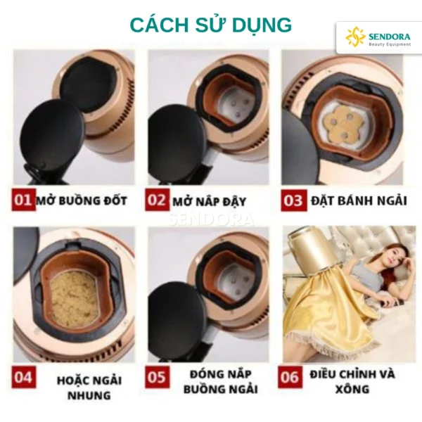 Máy xông ngải cứu kết hợp đèn hồng ngoại 7 màu 7 Cách sử dụng Máy xông ngải cứu kết hợp đèn hồng ngoại 7 màu