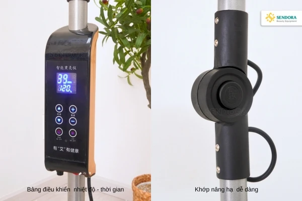 Máy xông ngải cứu kết hợp đèn hồng ngoại 7 màu 4 Thiết kế hiện đại, điều khiển điện, khớp nâng hạ dễ dàng