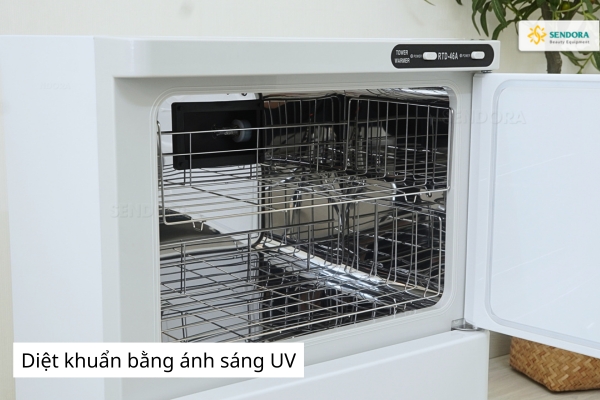 Tủ hấp khăn tiệt trùng 2 tầng 46A đảm bảo khăn luôn ấm và tiệt trùng an toàn