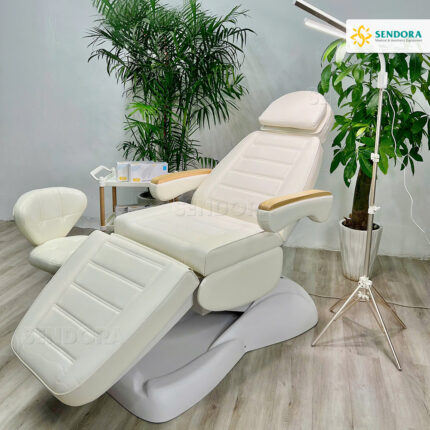 Giường tiêm filler chỉnh điện HMBB-C830 màu trắng và kem