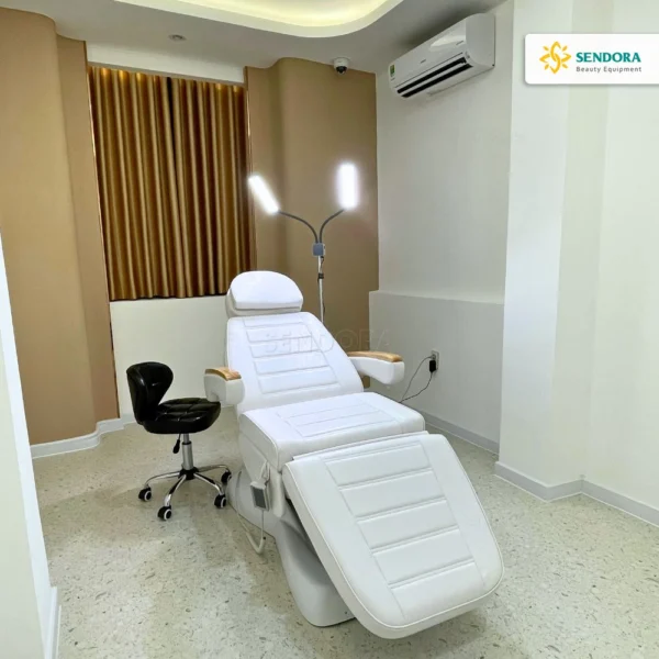 Giường phun xăm chỉnh điện cao cấp màu trắng