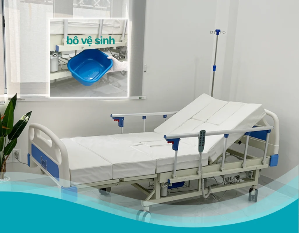 Giường bệnh nhân có bô vệ sinh Giải pháp thiết thực cho người bệnh tai biến, liệt