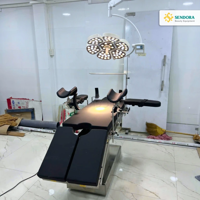 Bàn giao giường phẫu điện, đèn treo trần petal 6 tại Long Xuyên