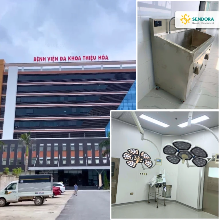 Bàn Giao Đèn Phẫu Thuật Treo Trần Petal 5_5 và bồn rửa tay 2 vòi Tại Bệnh Viện Đa Khoa Thiệu Hóa – Thanh Hóa