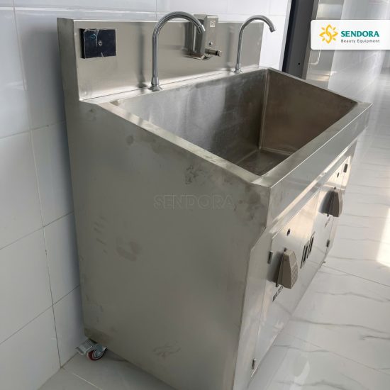 Bàn Giao bồn inox rửa tay y tế 2 vòi