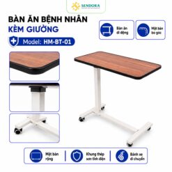 Bàn ăn bệnh nhân kêm giường HM-BT-01