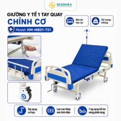 Giường bệnh nhân 1 tay quay chỉnh cơ HM-MB01-T01 chính hãng | Made in Viet Nam- giường bệnh nhân