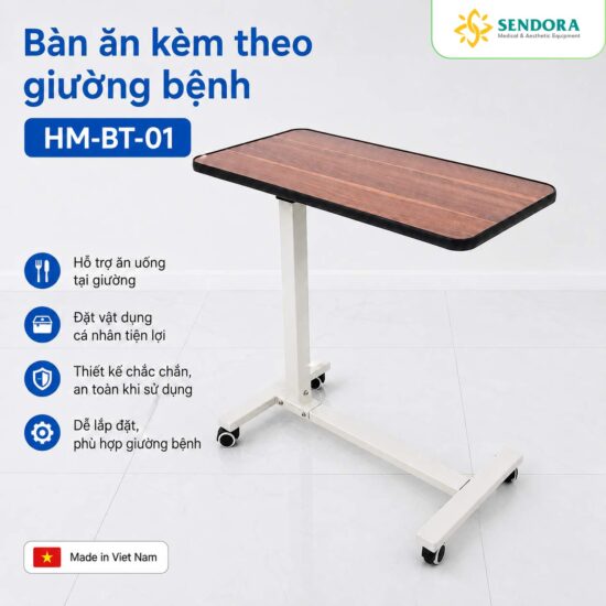 Thông tin bàn ăn bệnh nhân kêm giường HM-BT-01