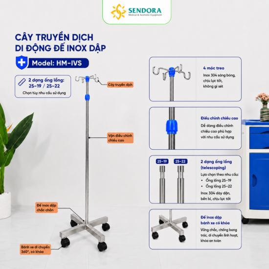 Thông tin cây truyền dịch di động inox dập HM-IVS