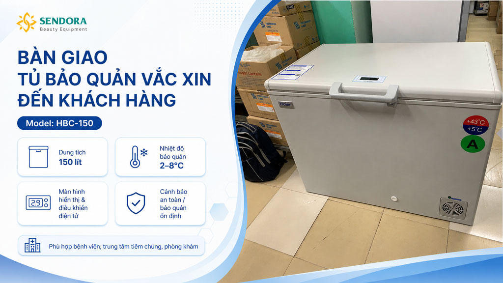 Bàn giao Tủ bảo quản Vắc xin, model HBC-150 cho khách hàng bệnh viện. Bàn giao Tủ bảo quản Vắc xin, model HBC-150 cho khách hàng bệnh viện.