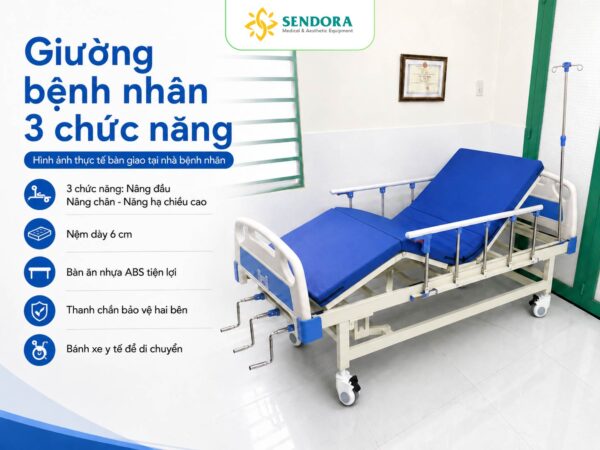 Giường y tế 3 tay quay HM-MB03 Made in Viet Nam