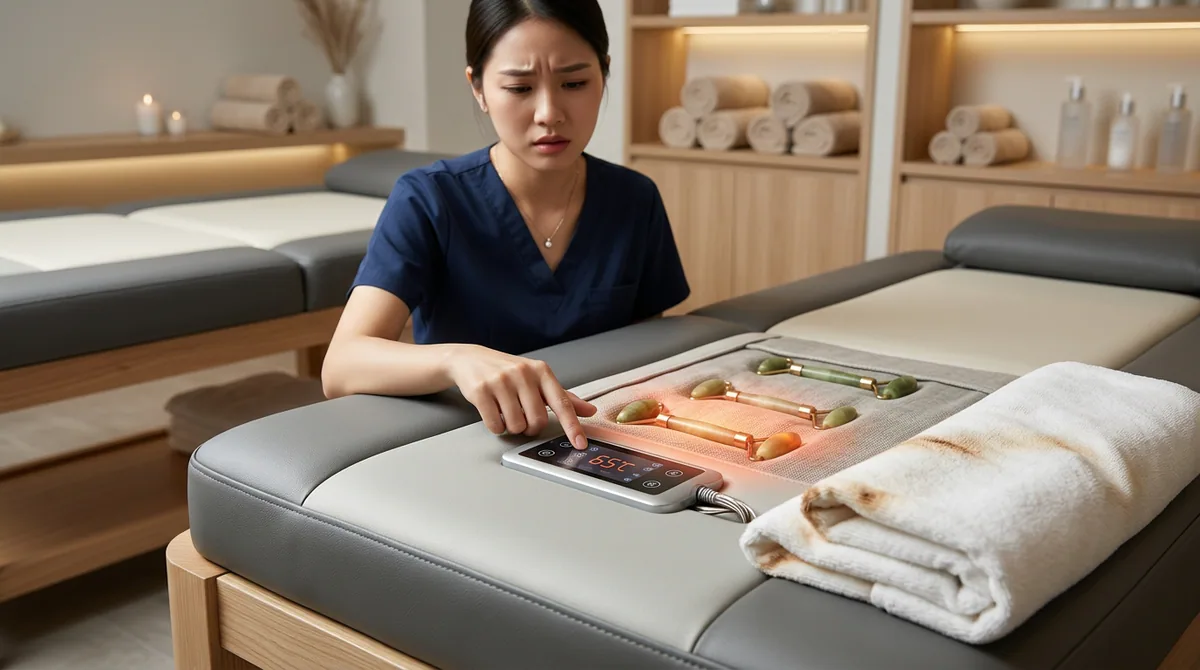 Dấu Hiệu Giường Massage Trị Liệu Hàn Quốc Gặp Sự Cố Kỹ Thuật: Trong quá trình vận hành tại gia đình hoặc phòng khám, thiết bị có thể xuất hiện các dấu hiệu bất thường sau: Hệ thống nhiệt không hoạt động: Giường không ấm lên hoặc nhiệt độ tăng quá cao không thể kiểm soát.