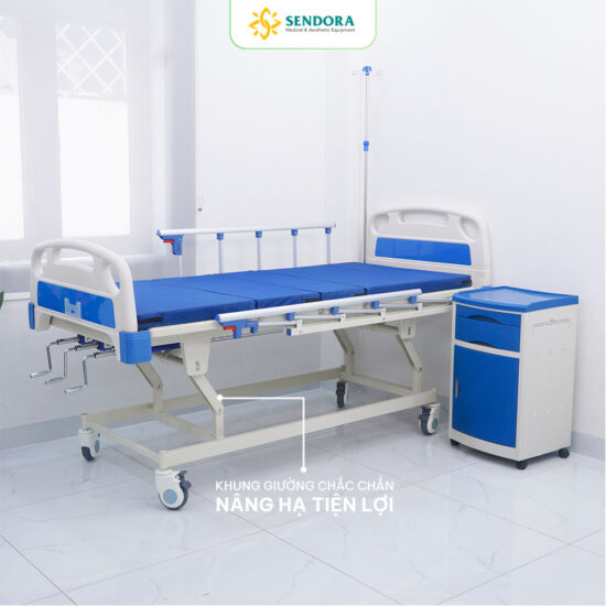 Giường y tế 3 tay quay HM-MB03 nâng lưng nâng chân nâng hạ chiều cao