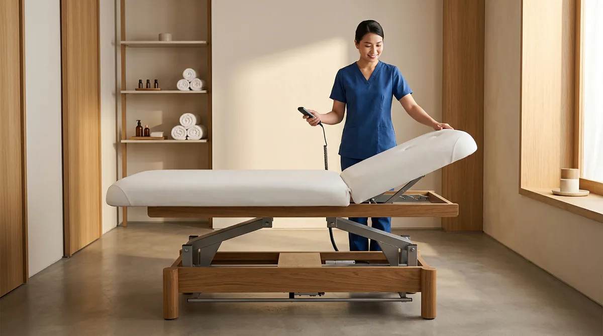 kinh nghiệm mua giường massage - 3. Kích thước và tính linh hoạt: Kích thước giường cần cân đối với diện tích phòng.