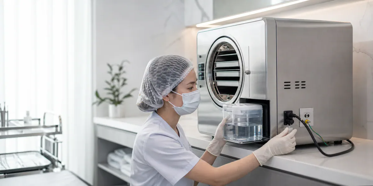 Nồi Hấp Tiệt Trùng Phòng Khám Thẩm Mỹ: Tư Vấn Đầu Tư Cấu Hình Chuẩn 12 Gợi ý cấu hình nồi hấp tiệt trùng phòng khám thẩm mỹ theo quy mô: Quy mô Spa, phòng chăm sóc da: Lựa chọn nồi hấp để bàn dung tích 18L 24L Class N hoặc Class B nhỏ, phù hợp cho dụng cụ nặn mụn, kim lấy mụn, khay kim loại.