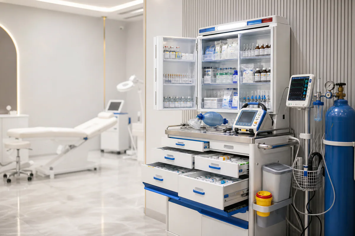 Thiết bị phòng khám thẩm mỹ chuẩn Bộ Y tế: Tiêu chuẩn và cách chọn 15 thiết bị phòng khám thẩm mỹ chuẩn bộ - 4. Nhóm cấp cứu và theo dõi an toàn: Để đối chiếu sâu hơn với nội dung 4.