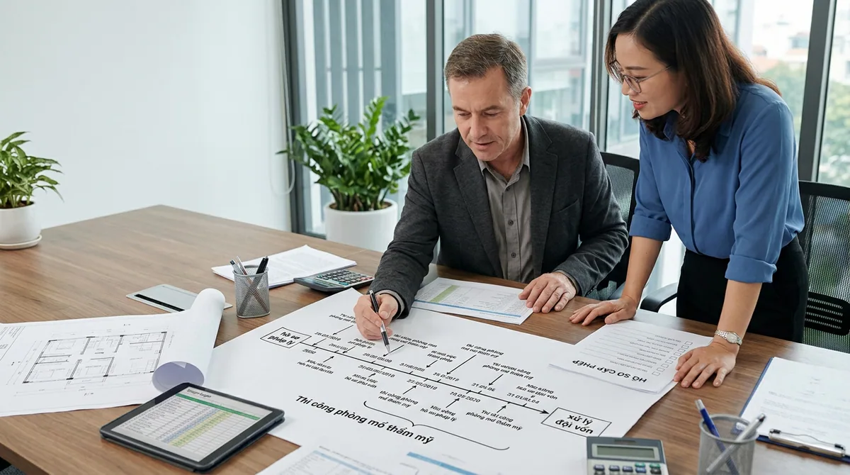 Timeline thi công phòng mổ thẩm mỹ: Mốc việc, hồ sơ và cách xử lý đội vốn 5 Timeline thi công phòng mổ thẩm mỹ: Mốc việc, hồ sơ và cách xử lý đội vốn: Việc triển khai một phòng mổ thẩm mỹ không chỉ dừng lại ở thiết kế đẹp hay trang bị máy móc hiện đại.
