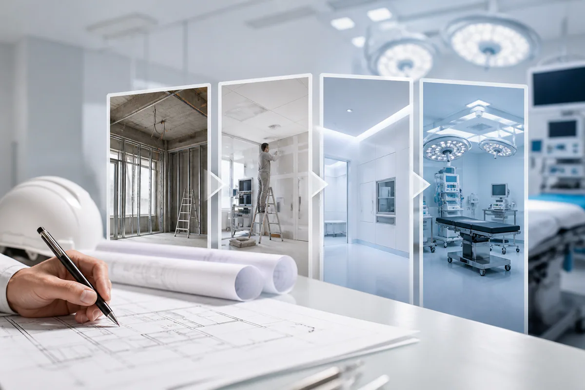 Timeline triển khai phòng mổ thẩm mỹ qua 4 giai đoạn cốt lõi: Một timeline triển khai phòng mổ thẩm mỹ chuẩn y khoa thường kéo dài từ 3 đến 6 tháng tùy theo quy mô và điều kiện hạ tầng hiện có.