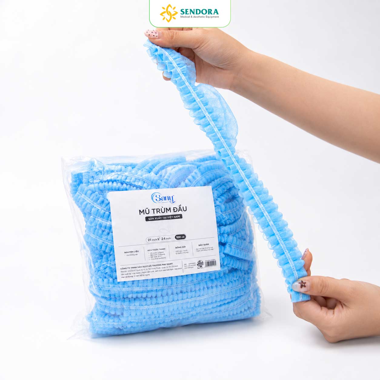 Mũ Trùm Đầu Y Tế Seny 21 Inch | 50 & 100 Cái 4 Mũ Trùm Đầu Y Tế 4
